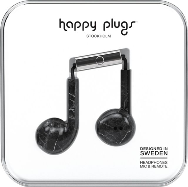 Happy Plugs Earbuds Plus Black Marble - ONLINE ONLY